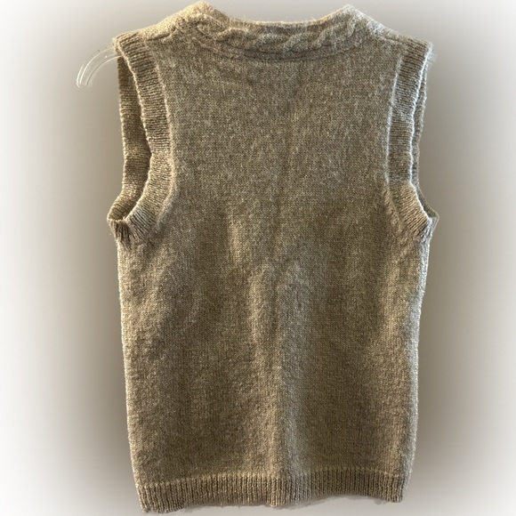 RUSS PETITES khaki button up vest vintage mohair wool blend size small - Picture 2 of 9